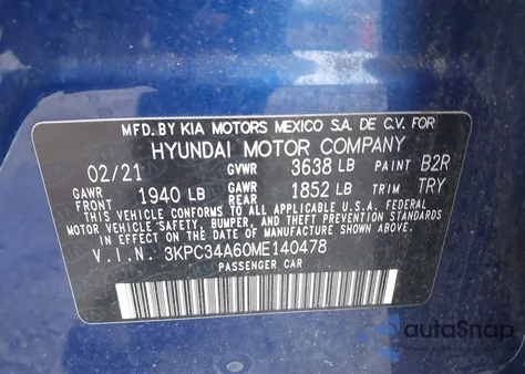 2021 Hyundai Accent Limited from USA, damaged, VIN 3KPC34A60ME140478